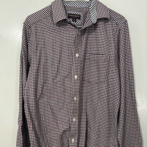 Men's soft Long-Sleeve Button-Up Houndstooth Shirt Medium